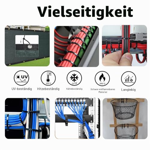 Kabelbinder Schwarz Klein 100mm, 1000 Stück Mini Kabelbinders Dünne 10cm Selbstsichernde Kunststoff Kabelbinder Drahtbinder für die Kabelverwaltung Small Zip Ties