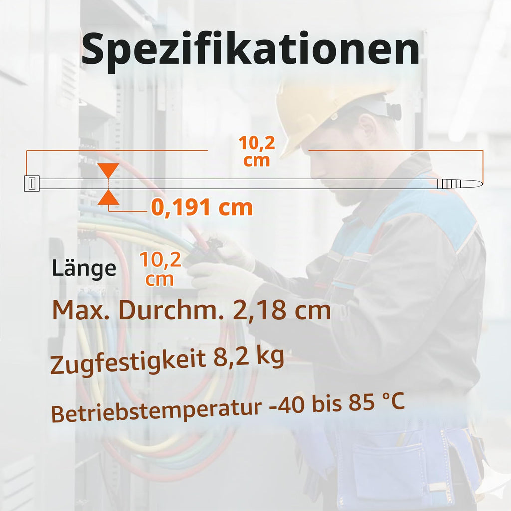 Kabelbinder Schwarz Klein 100mm, 1000 Stück Mini Kabelbinders Dünne 10cm Selbstsichernde Kunststoff Kabelbinder Drahtbinder für die Kabelverwaltung Small Zip Ties