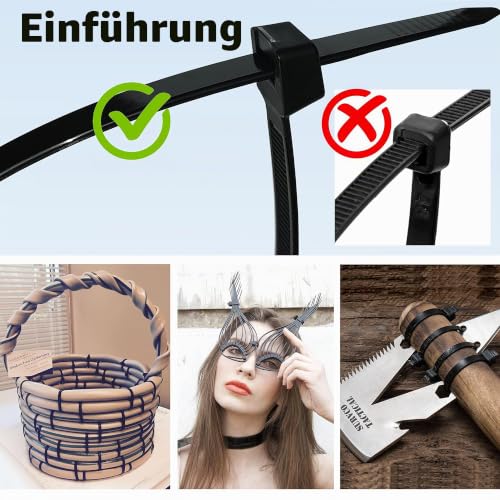 Kabelbinder Schwarz Klein 100mm, 1000 Stück Mini Kabelbinders Dünne 10cm Selbstsichernde Kunststoff Kabelbinder Drahtbinder für die Kabelverwaltung Small Zip Ties