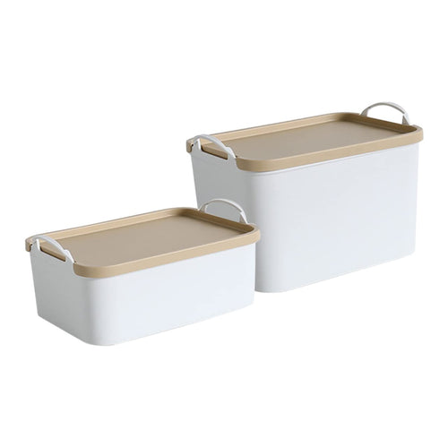 2 Aufbewahrungsboxen mit Deckel aus Kunststoff für Schlafzimmer und Wc