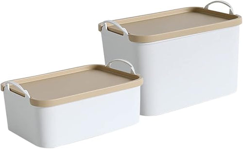 2 Aufbewahrungsboxen mit Deckel aus Kunststoff für Schlafzimmer und Wc