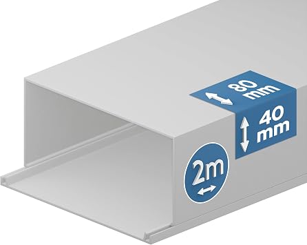 EDO Kabelkanal 80x40 mm Weiß – 2 m mit Klappdeckel zur Schraubmontage