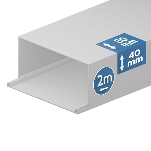 EDO Kabelkanal 80x40 mm Weiß – 2 m mit Klappdeckel zur Schraubmontage
