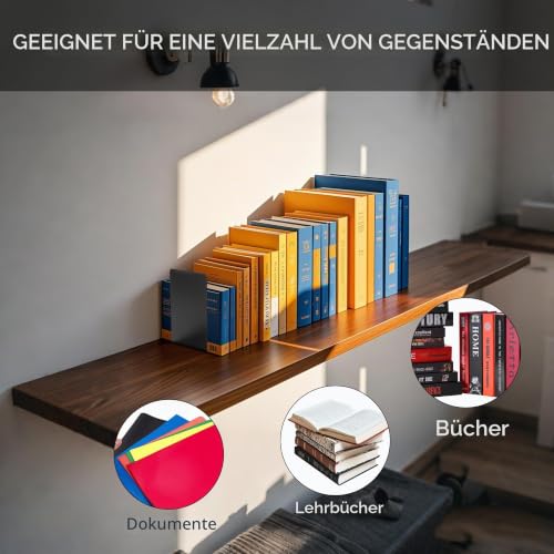 6 Stück Buchstützen Metall Schwarz,mit 24 Stück Robuste rutschfesten Silikonmatten,Perfekt für Schule, Büro, Zuhause und Bibliothek, 15 x 15 x 10 cm