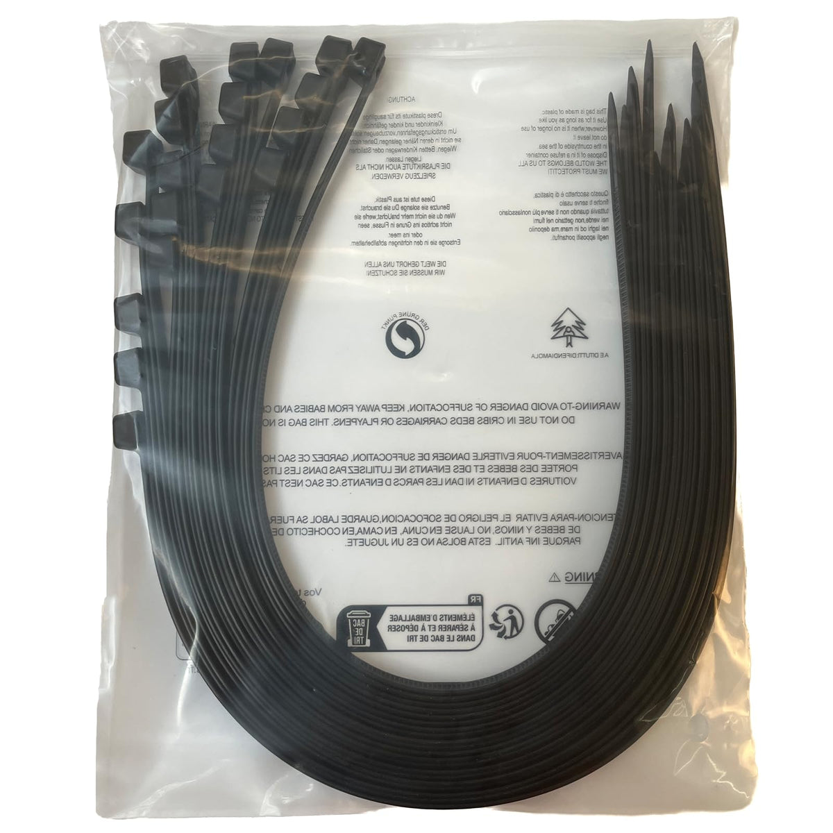 Extra große Kabelbinder, hochbelastbar für den Außenbereich, 600 mm x 4,8 mm, 22 kg Zugfestigkeit, 50 Stück, Schwarz