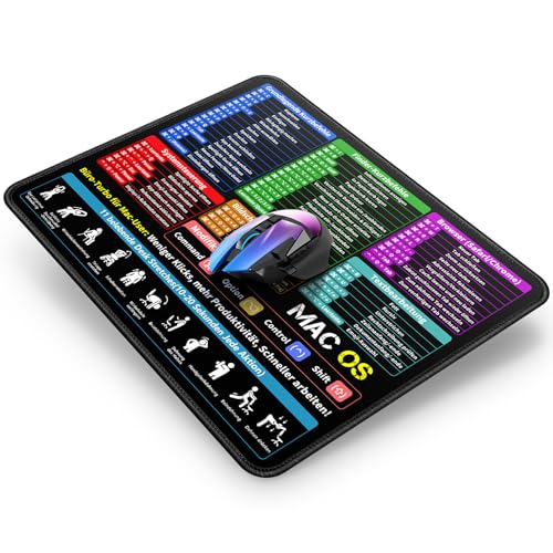 Mauspad 300 x 250 x 3 mm, Mousepad mit MAC Tastaturkürzeln Deutsch