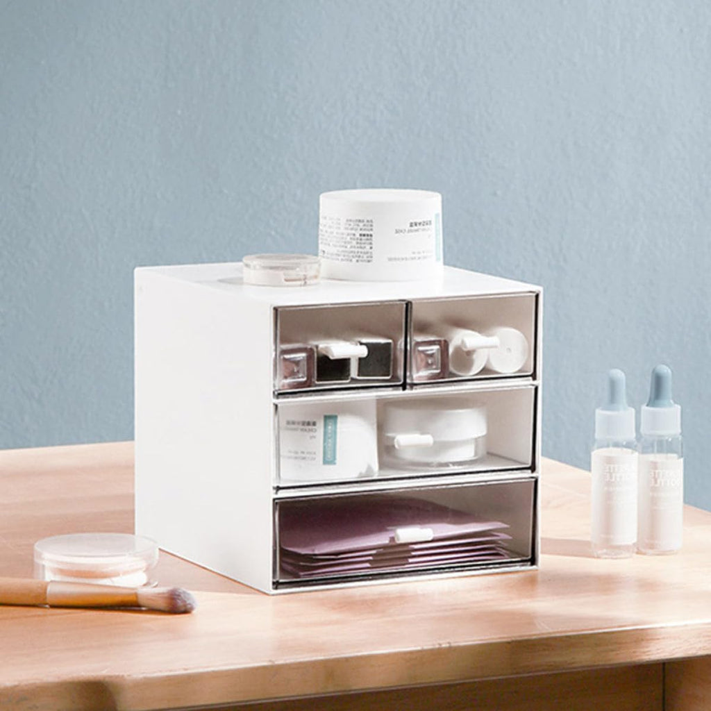 Yardwe Mehrzweck Aufbewahrungsbox mit Schubladen für Schreibtisch, PP Weiß