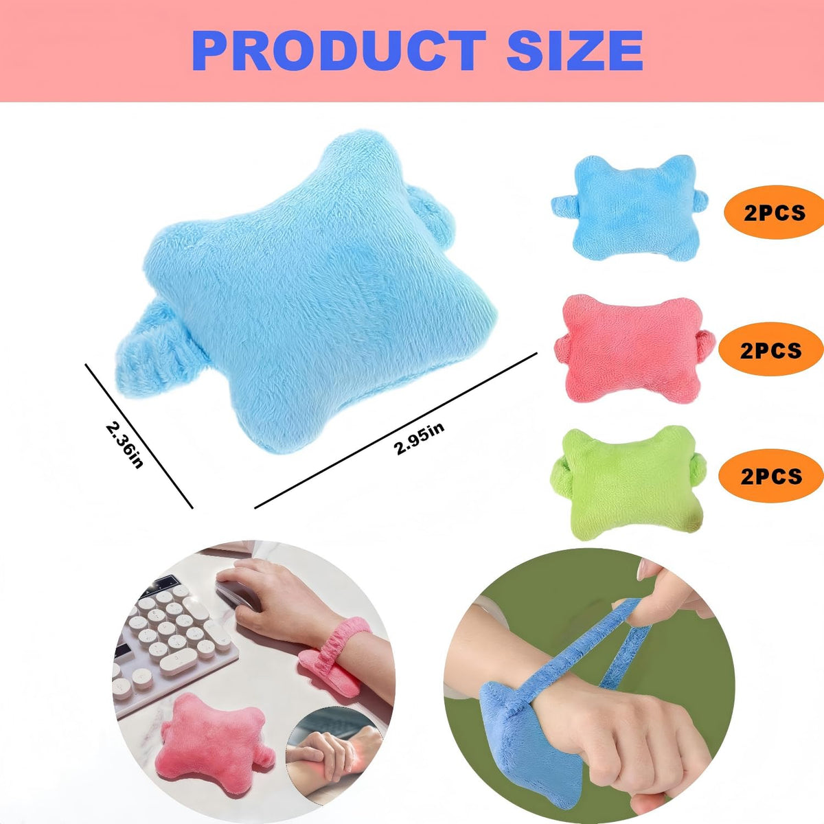 Ergonomische Handballenauflage Weiche Atmungsaktive Tastatur Maus Handauflage Schleifen Design Elastisches Band Verstellbares Handgelenkkissen für Büro Gaming Arbeit 3 Farben