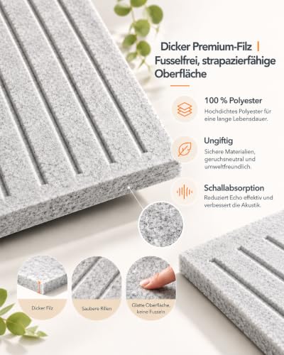12er-Pack Filz Pinnwand 30x30 cm - 120x90 cm Grau Merktafel für Wand