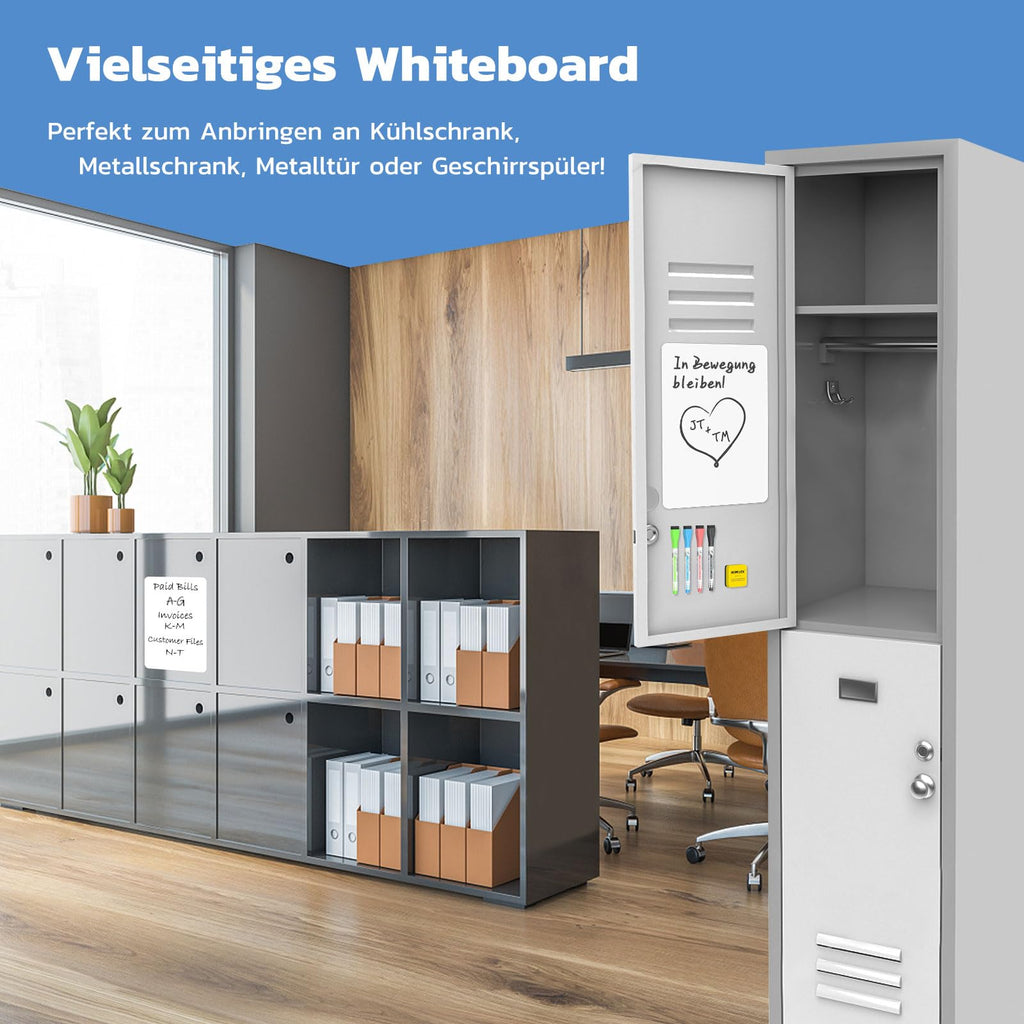 HOMiDEK Magnetisches Whiteboard Kühlschrank Magnettafel - White Board Für Menü Wochenplaner, Einkaufsliste, to do liste - Memotafel Für Büro Schule Zuhause mit 3 Markers und Radierer, 38x58.5cm