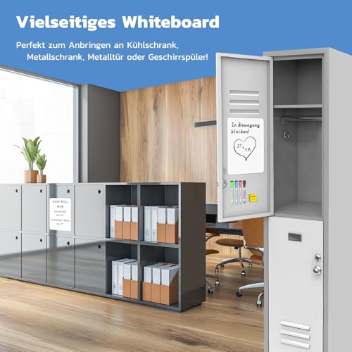 HOMiDEK Magnetisches Whiteboard Kühlschrank Magnettafel - White Board Für Menü Wochenplaner, Einkaufsliste, to do liste - Memotafel Für Büro Schule Zuhause mit 3 Markers und Radierer, 38x58.5cm