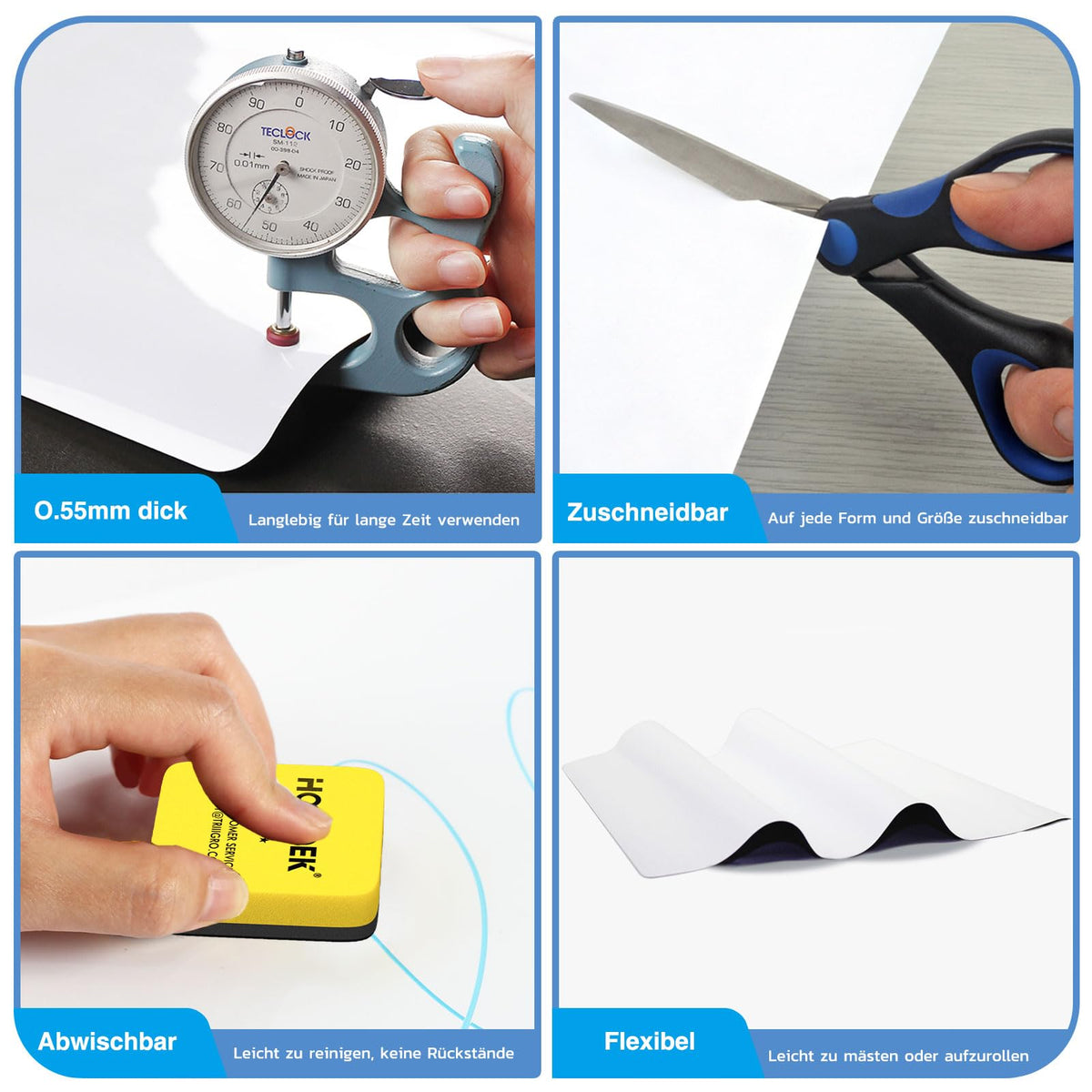 HOMiDEK Magnetisches Whiteboard Kühlschrank Magnettafel - White Board Für Menü Wochenplaner, Einkaufsliste, to do liste - Memotafel Für Büro Schule Zuhause mit 3 Markers und Radierer, 38x58.5cm