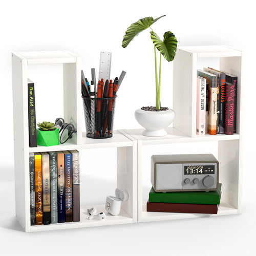 Alyoen Schreibtisch Regal, 2-Pack Regal Desk Shelf aus Holz, Bücherregal Schreibtisch Organizer für Wohnzimmer, Schlafzimmer, Küche und Büro (Weiß)