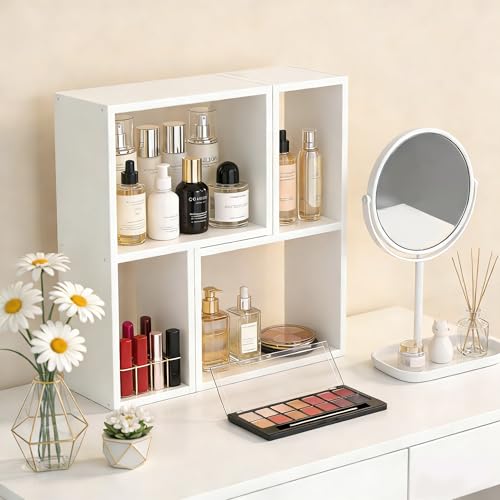 Alyoen Schreibtisch Regal, 2-Pack Regal Desk Shelf aus Holz, Bücherregal Schreibtisch Organizer für Wohnzimmer, Schlafzimmer, Küche und Büro (Weiß)