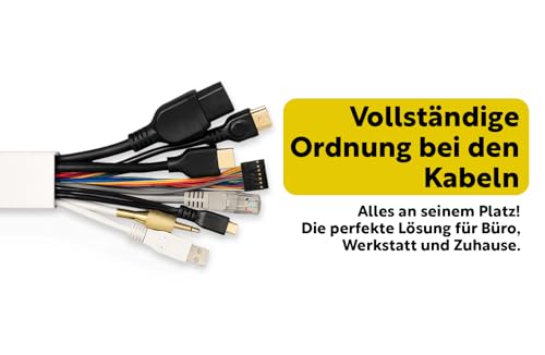 8 m (40 × 40 mm) PVC Kabelkanal Set – 8 × 1 m Profile – Großprofil – inklusive 20 Zubehörteile – für Innen- und Außenbereich – Weiß