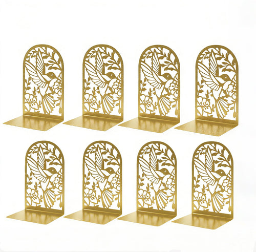 Buchstützen Metall Gold, 8 Stück, Goldene Bücherhalter für Regal ﻿