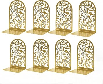 Buchstützen Metall Gold, 8 Stück, Goldene Bücherhalter für Regal ﻿