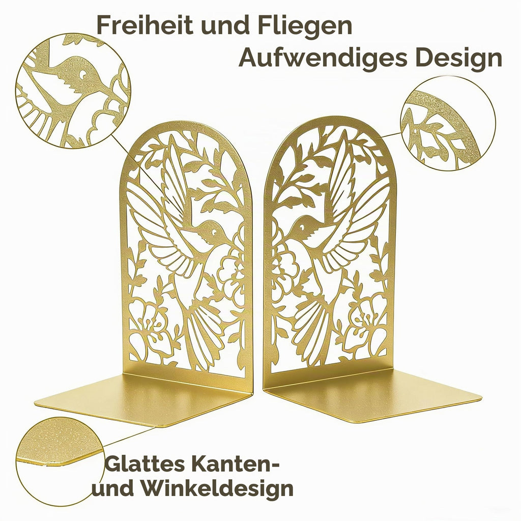 Buchstützen Metall Gold, 8 Stück, Goldene Bücherhalter für Regal ﻿