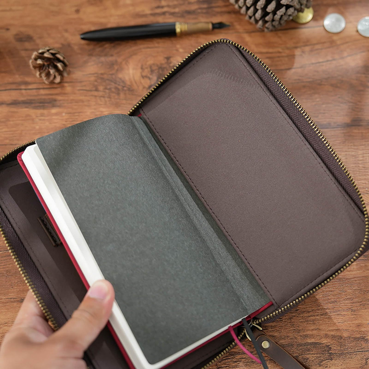 Lederhüllen Für 7 28 X 3 54 Zoll Feldnotizen Kleine Notizblöcke Taschentagebuch Reißverschlusshüllen Mit Elastischem Stiftschlitz Planer Organizer
