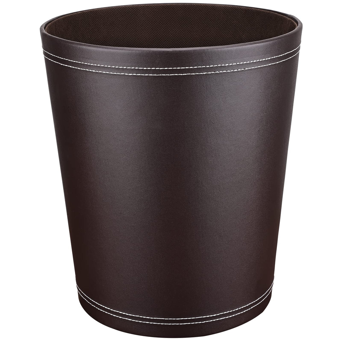 GORESE Papierkorb Büro - Papierkorb aus Leder in Schwarz, modernes Design, Mülleimer für Küche, Bad, Büro (Braun)