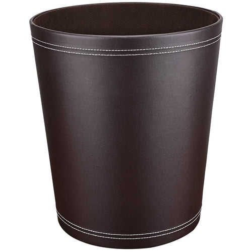 GORESE Papierkorb Büro - Papierkorb aus Leder in Schwarz, modernes Design, Mülleimer für Küche, Bad, Büro (Braun)