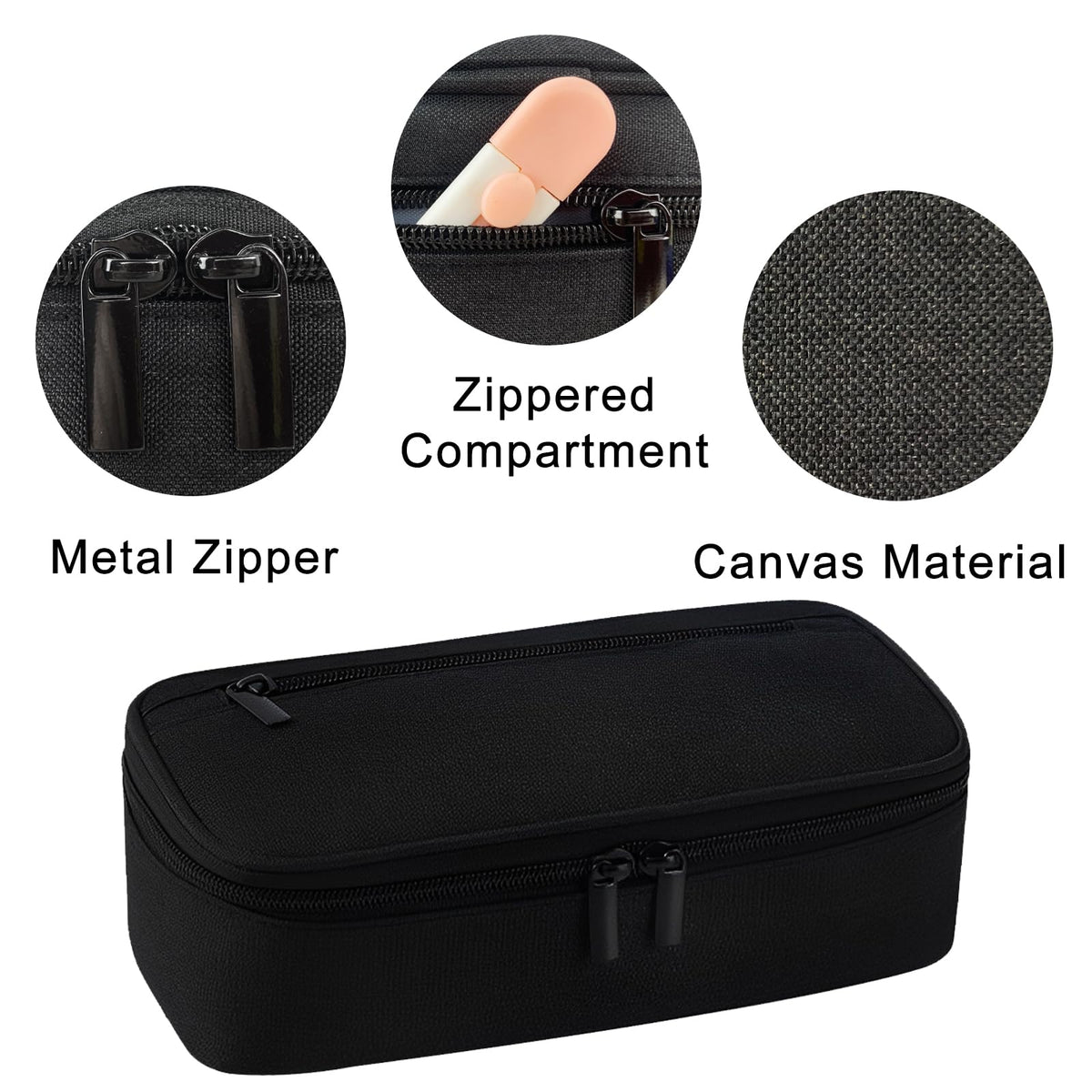 CNMTCCO Federmäppchen 5 Fächer, großer Vorrat federmäppchen große Größe mäppchen teenagerfeder mäppchen Unisex (Schwarz)