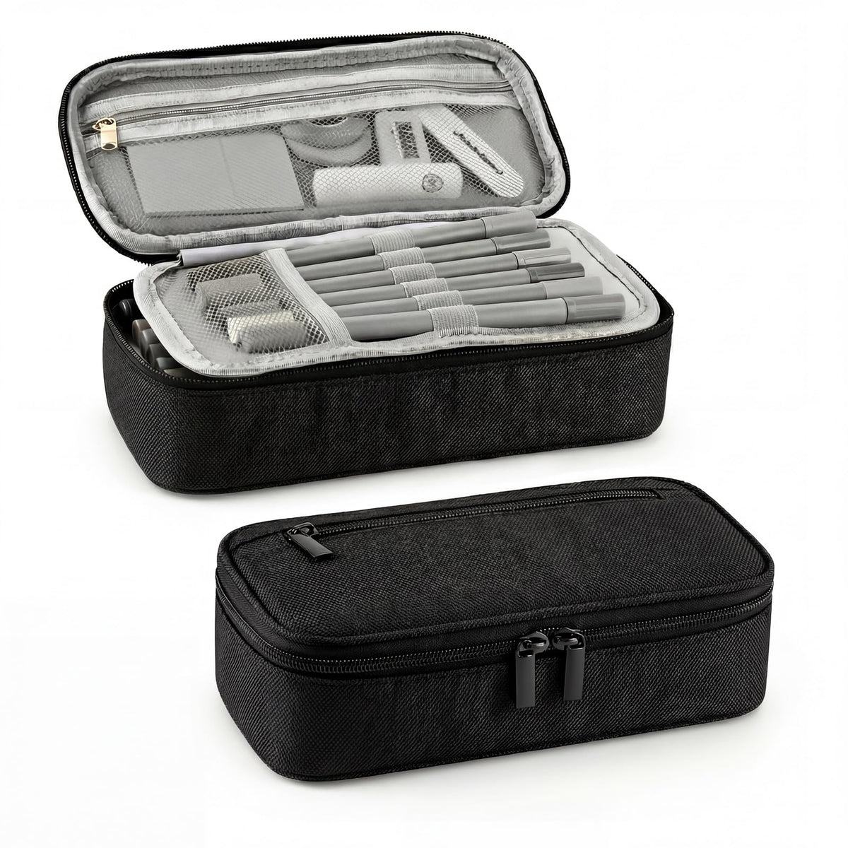 CNMTCCO Federmäppchen 5 Fächer, großer Vorrat federmäppchen große Größe mäppchen teenagerfeder mäppchen Unisex (Schwarz)