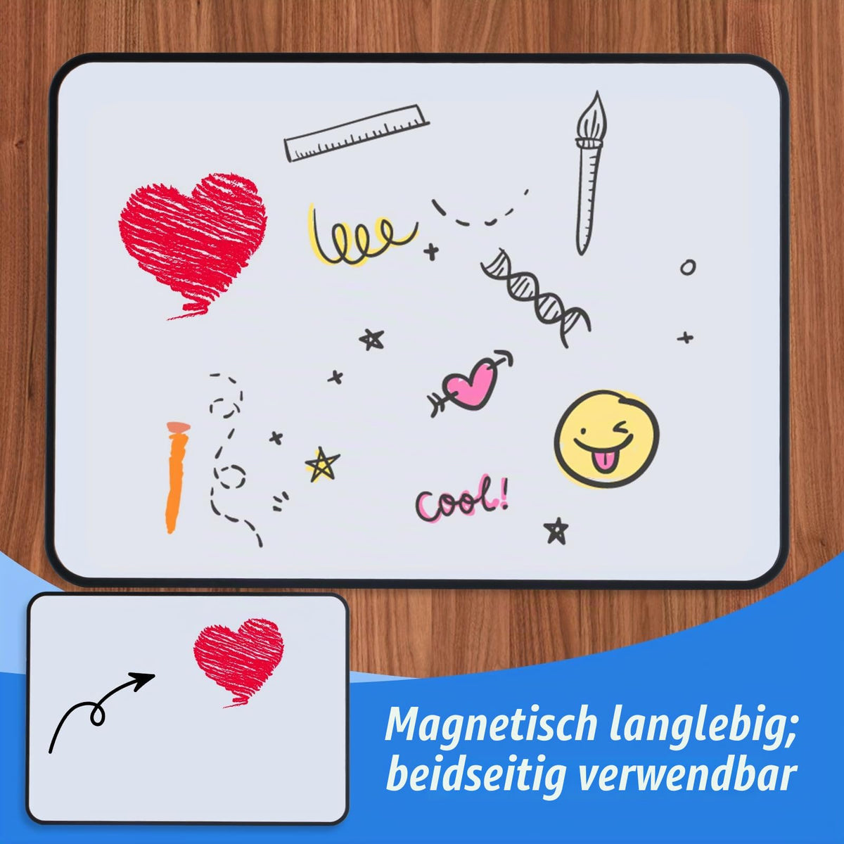Whiteboard A3, doppelseitig, magnetisch, 42x30 cm