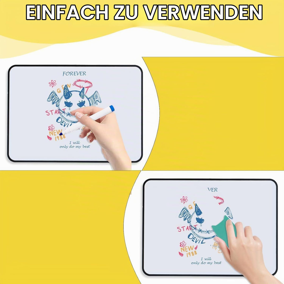 Whiteboard A3, doppelseitig, magnetisch, 42x30 cm