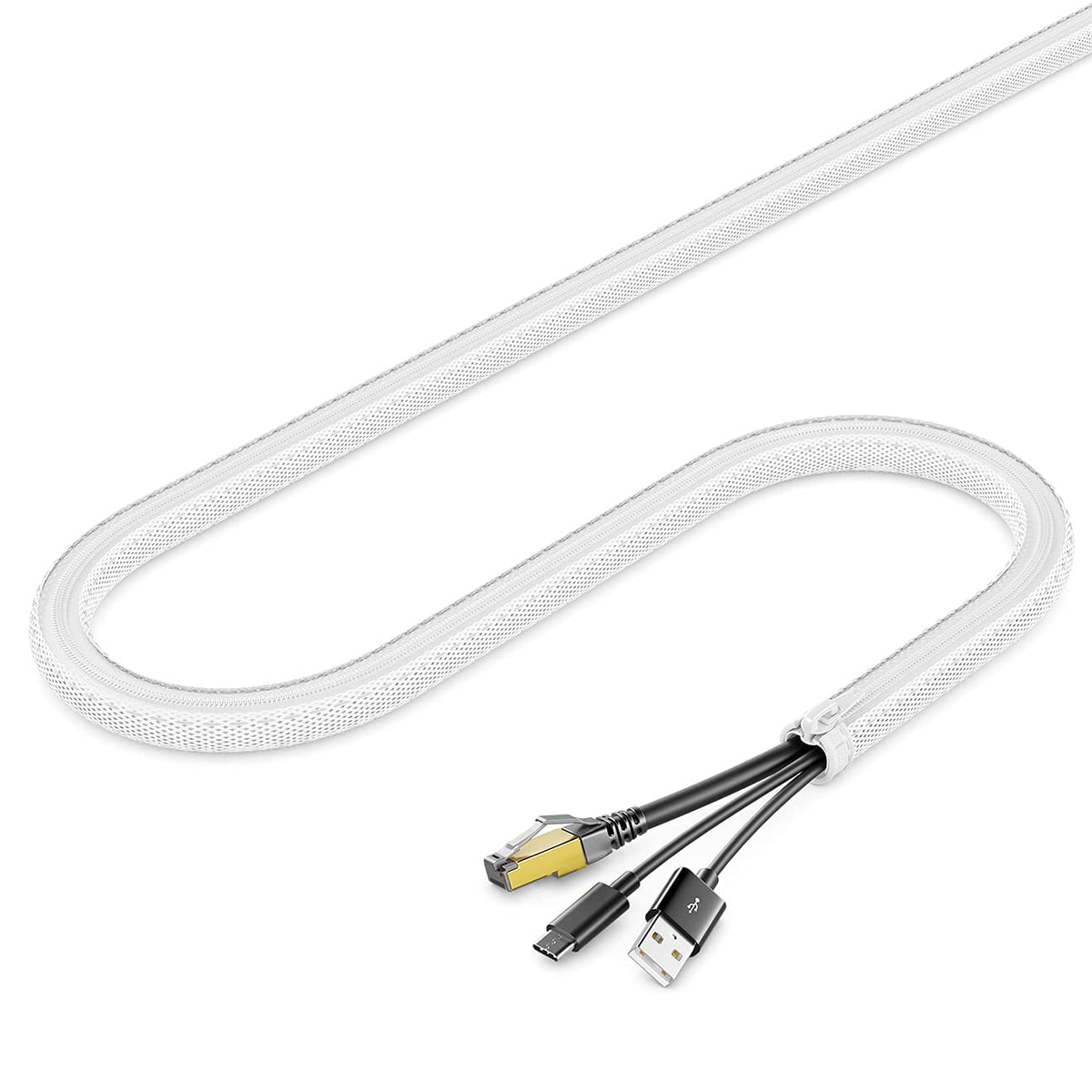 deleyCON 1,5m Kabelschlauch mit Reißverschluss 15mm Ø Nylon - Weiß