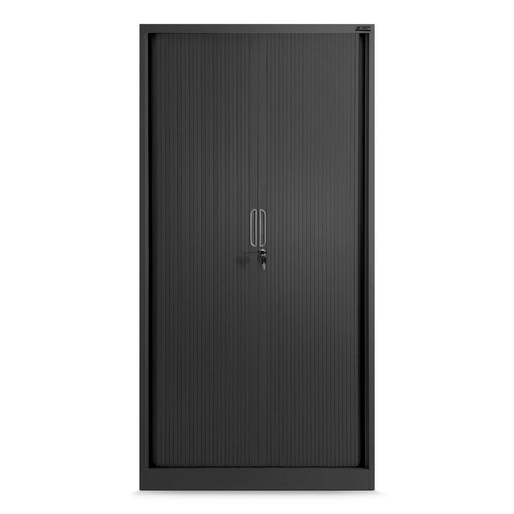 Jan Nowak Rollladenschrank Aktenschrank Büroschrank mit Rolltüren Metall Pulverbeschichtung 4 Einlegeböden 185 cm x 90 cm x 45 cm Anthrazit