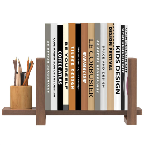 Verstellbares Desktop-Bücherregal Tischregale, Holz Regal ständer Aufbewahrungsorganisator, Schreibtischregal für Home Office Schule, Einfacher Zusammenbau, Ideal für kleinen Raum (Nussbaumfarbe)