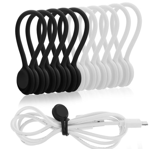 Lusofie 10 Stück Magnetische Kabelbinder Silikon Kabelclip Organizer Wiederverwendbare Magnetische Kabel Organizer USB Kabelmanager für Büro Schule Zuhause Cable Organizer (5 Schwarz, 5 Weiß)