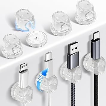 8 Stück Kabelhalter Selbstklebend, Drehbare Kabel Organizer Schreibtisch