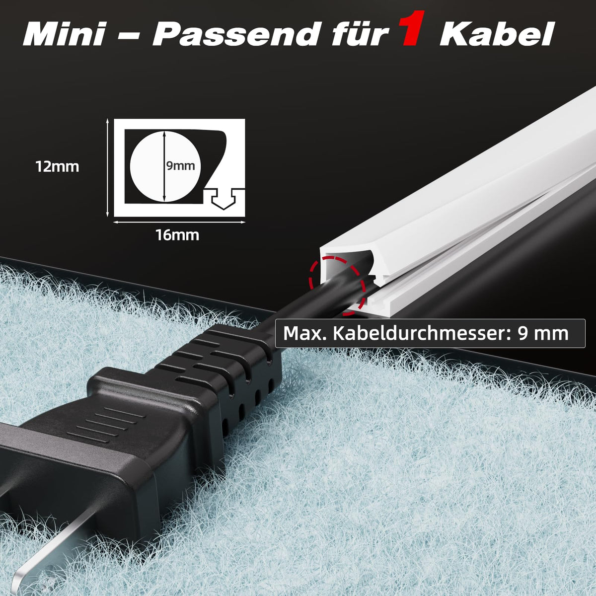 Kabelkanal Weiß Selbstklebend Flexibel für 1 Kabel zum Kabel Verstecken