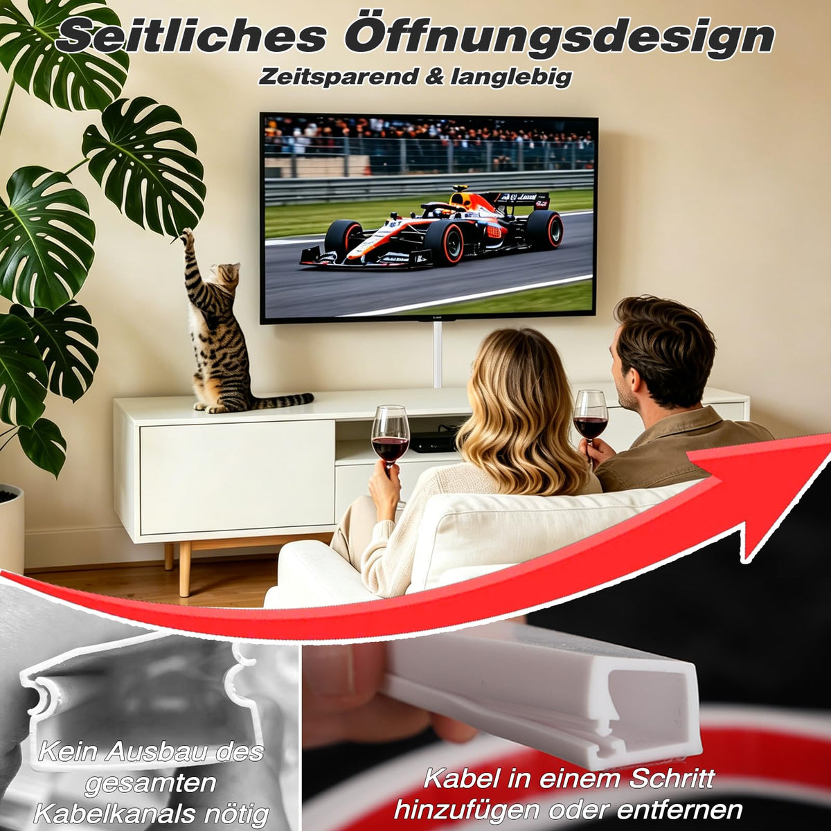 Kabelkanal Weiß Selbstklebend Flexibel für 1 Kabel zum Kabel Verstecken