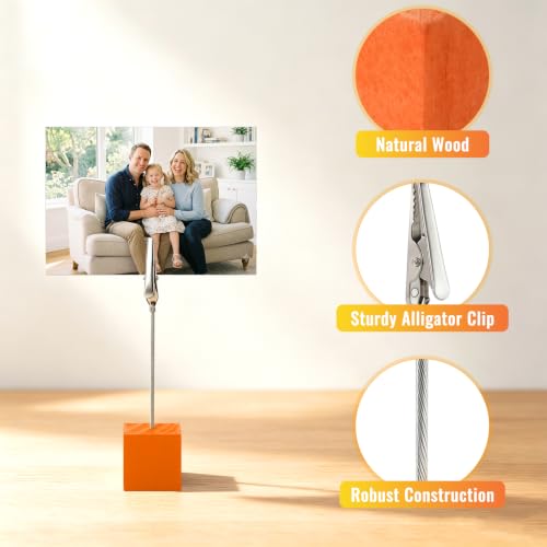 20 Stück Fotohalter mit Klammern, Fotoaufsteller Kartenständer Holz Klein, Postkartenhalter Tisch Metall, Tischkarten Halterung Hochzeit, Memo Clip Halter Ständer für Party,Büro(Bunt)