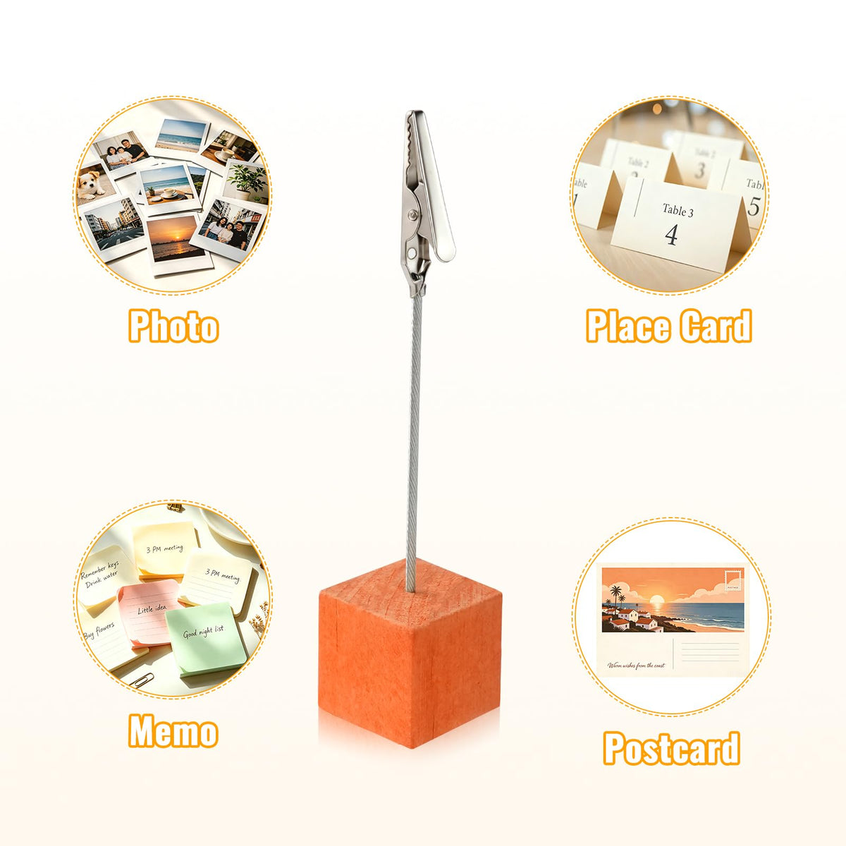 20 Stück Fotohalter mit Klammern, Fotoaufsteller Kartenständer Holz Klein, Postkartenhalter Tisch Metall, Tischkarten Halterung Hochzeit, Memo Clip Halter Ständer für Party,Büro(Bunt)