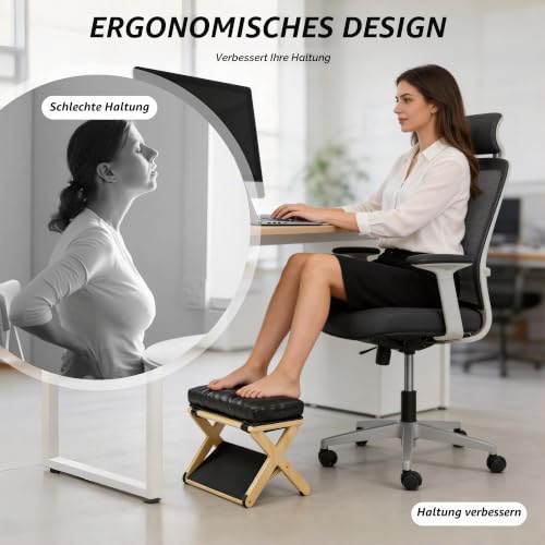 2-in-1 Fußstütze Schreibtisch mit Abnehmbarem Weichen Polster Ergonomischer