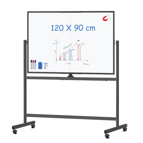maxtek Whiteboard mit Ständer 120 x 90 cm, Magnetisches Flipchart