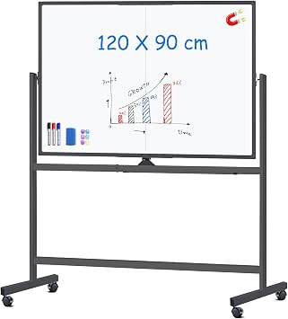 maxtek Whiteboard mit Ständer 120 x 90 cm, Magnetisches Flipchart