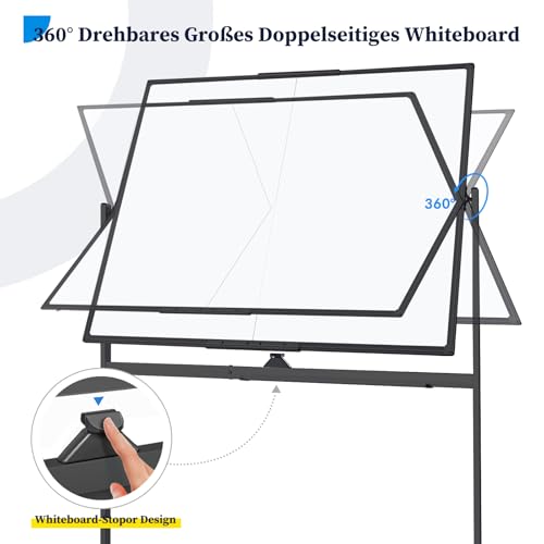 maxtek Whiteboard mit Ständer 120 x 90 cm, Magnetisches Flipchart