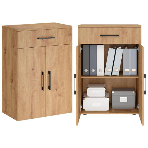 Bellamio Apol Büroschrank 60 cm breit, Eichenoptik, 1 Schublade, 2 Fächer
