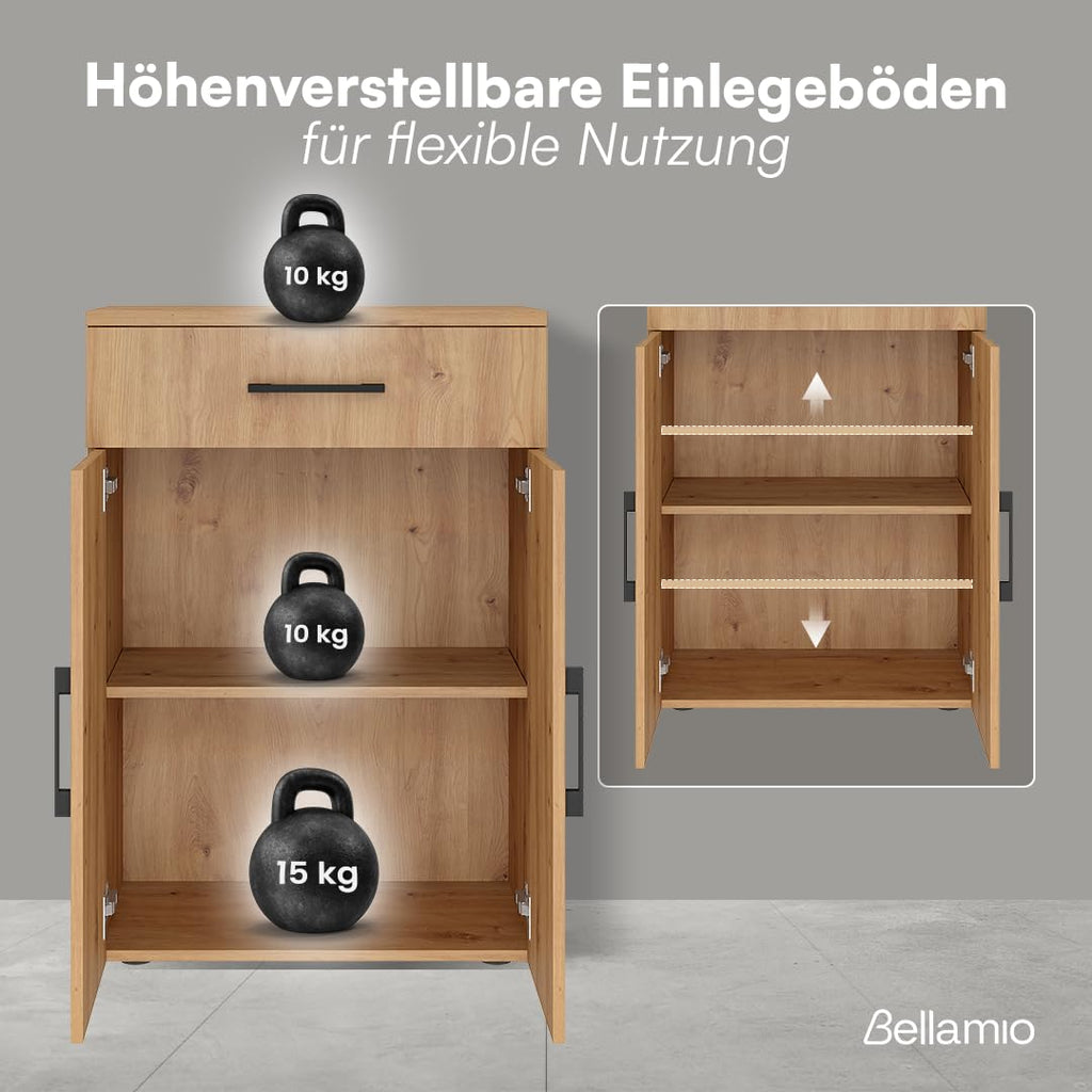 Bellamio Apol Büroschrank 60 cm breit, Eichenoptik, 1 Schublade, 2 Fächer