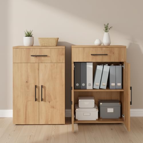 Bellamio Apol Büroschrank 60 cm breit, Eichenoptik, 1 Schublade, 2 Fächer