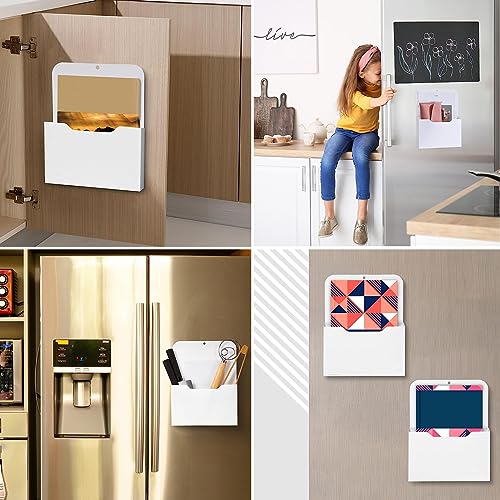Magnetischer Aktenhalter, 2 Stücke Magnetischer Papierhalter Dokumentenhalter, Bürobedarf Aufbewahrung A4 Papiere Briefhalter, mit starkem Magneten, für Whiteboards, Kühlschrank, Zuhause, Weiß