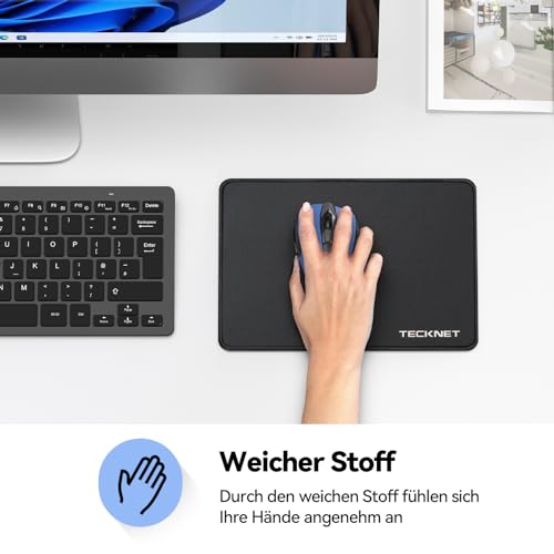 TECKNET Mauspad 3 Pack, 270 x 210 mm Gaming Mousepad mit Wasserdicht und Rutschfester Gummi für PC-Büro, Arbeit, Gaming, Studium, Laptop, Computer, Zuhause-Schwarz
