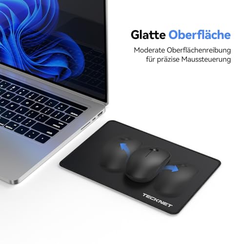 TECKNET Mauspad 3 Pack, 270 x 210 mm Gaming Mousepad mit Wasserdicht und Rutschfester Gummi für PC-Büro, Arbeit, Gaming, Studium, Laptop, Computer, Zuhause-Schwarz