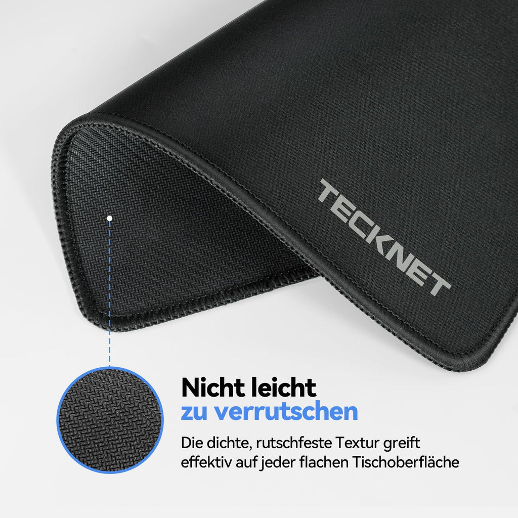 TECKNET Mauspad 3 Pack, 270 x 210 mm Gaming Mousepad mit Wasserdicht und Rutschfester Gummi für PC-Büro, Arbeit, Gaming, Studium, Laptop, Computer, Zuhause-Schwarz