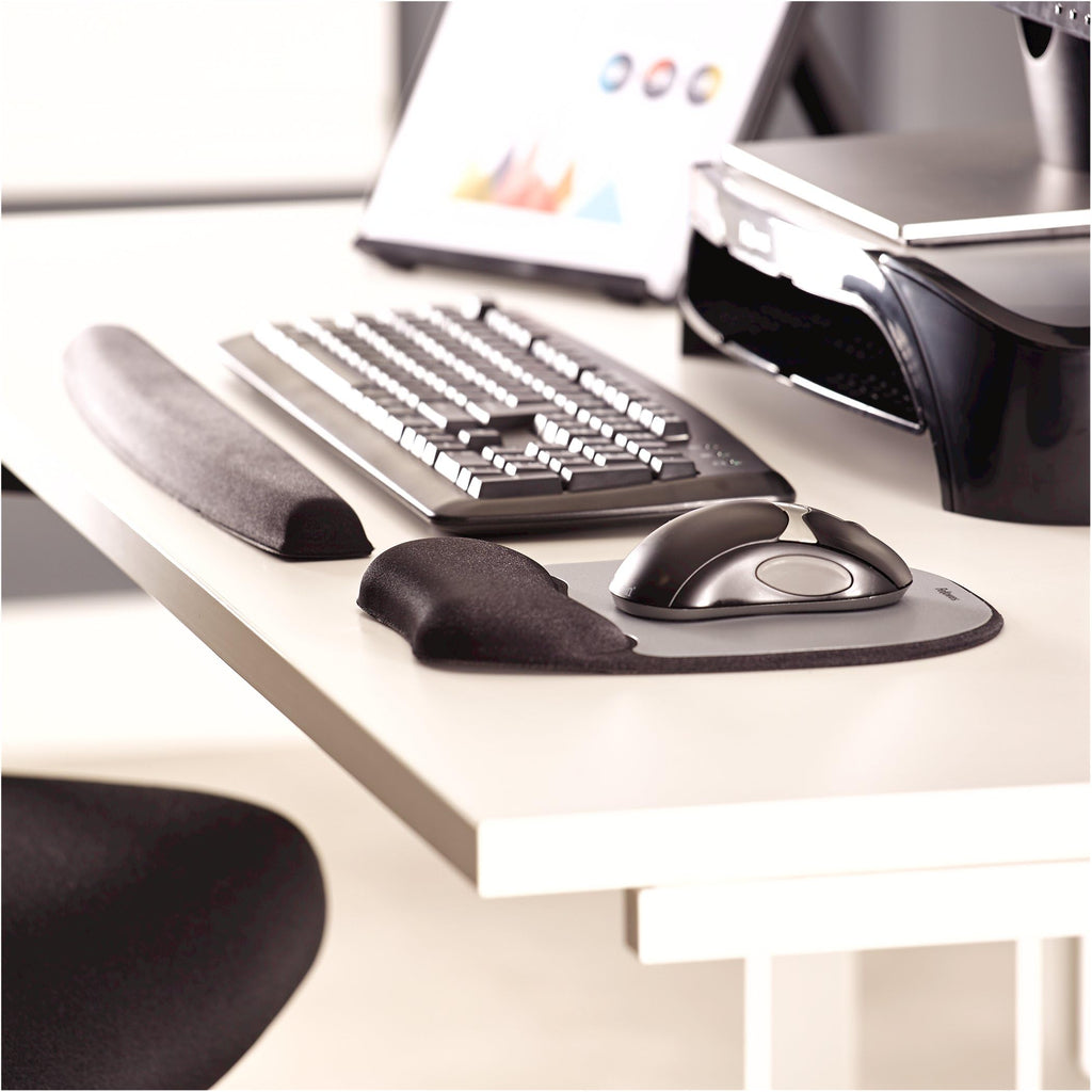 Fellowes Handgelenkauflage für die Tastatur, gefüllt mit Memory Foam Schaumstoff, mit weichem Stoffbezug, ergonomisch - schwarz